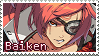 a digital stamp of the character baiken from guilty gear